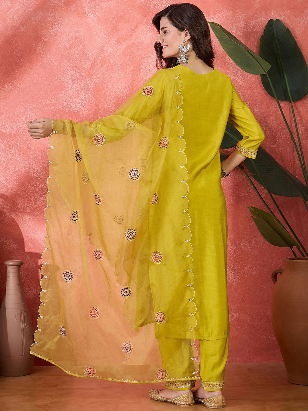 Women Ethnic Motifs Embroidered Kurta with Trousers & Dupatta