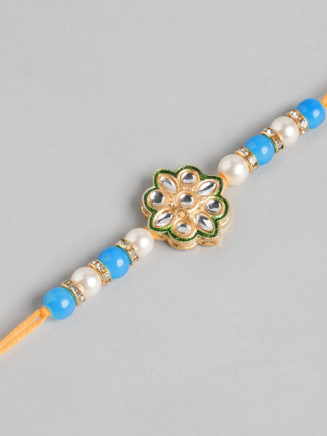 Dhiyona Unisex Set of 2 Beaded Bhai Bhabhi Rakhis With Roli & Chawal