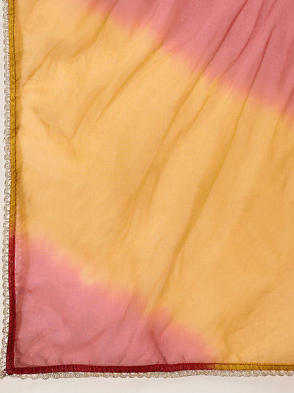 Zari Sequence Thread Embroidered A-Line Kurta With Trouser & Dupatta