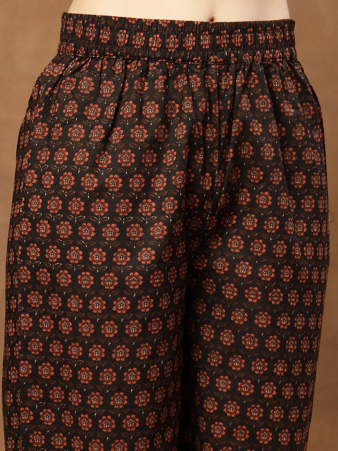 Printed Pure Cotton Round Neck Kurta & Palazzos With Dupatta