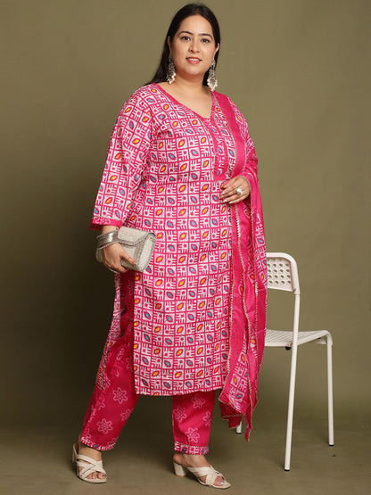 Dhiyona KL Floral Printed Straight Kurta With Trouser & Dupatta