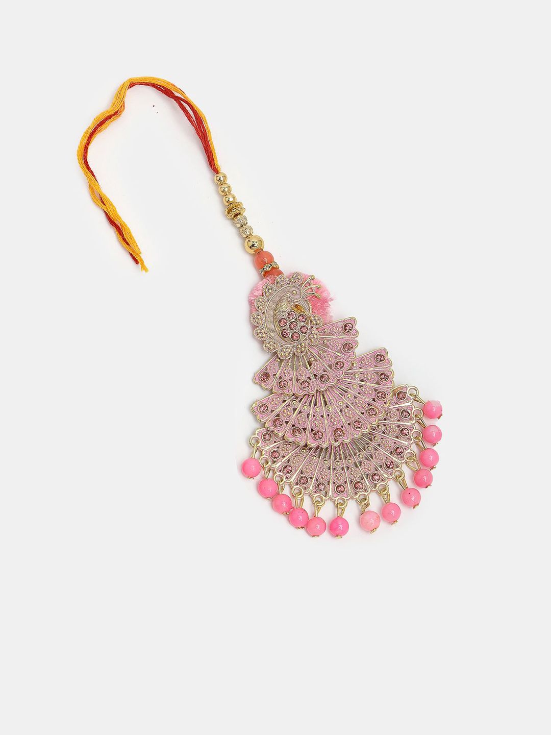 Dhiyona Unisex Set Of 2 Multicolor Peacock Design Stone & Beaded Bhaiya Bhabhi Rakhi