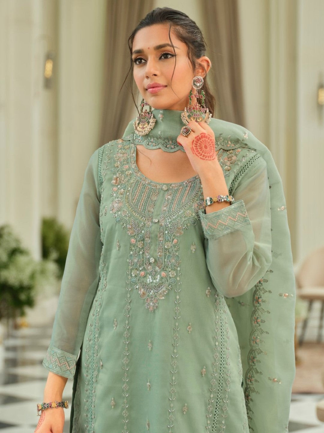 Adab minty full work suit set