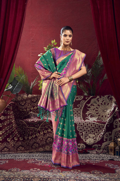 Women Paithani Nidhi Rama Saree With Unstiched Blouse