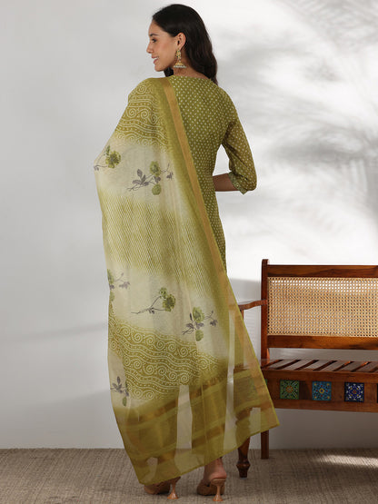 Women Ethnic Motifs Printed Regular Thread Work Kurta with Trousers & With Dupatta