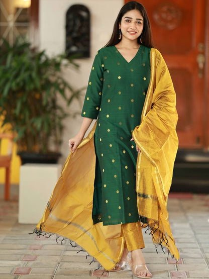 Dhiyona KL Women Regular Kurta with Trousers & With Dupatta