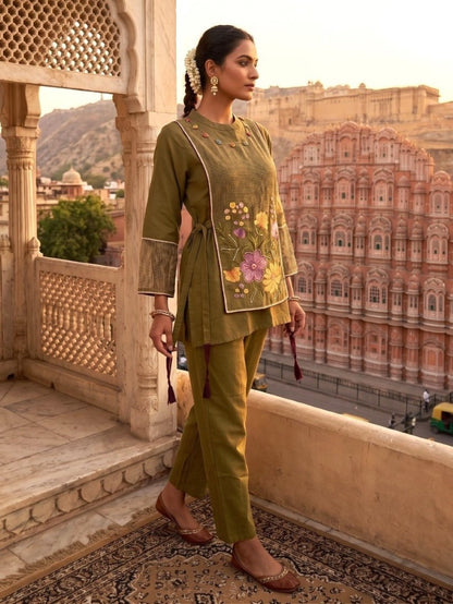 Gaur Mantis Embroidery Cotton Co-ord Set