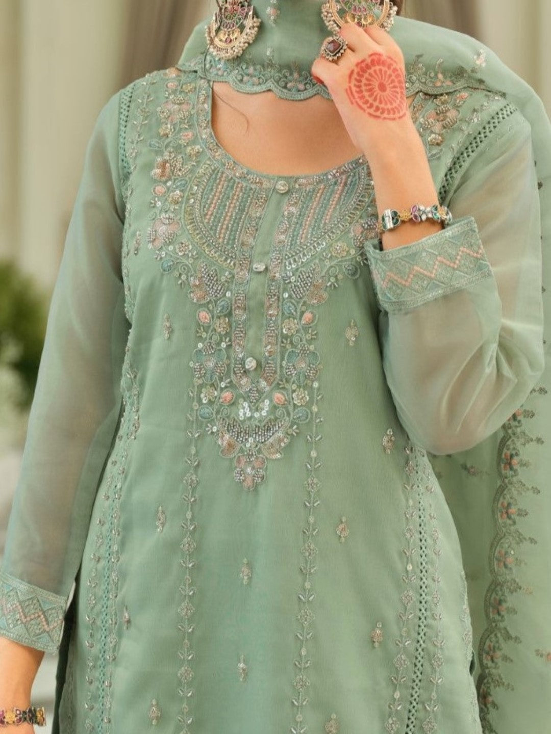 Adab minty full work suit set
