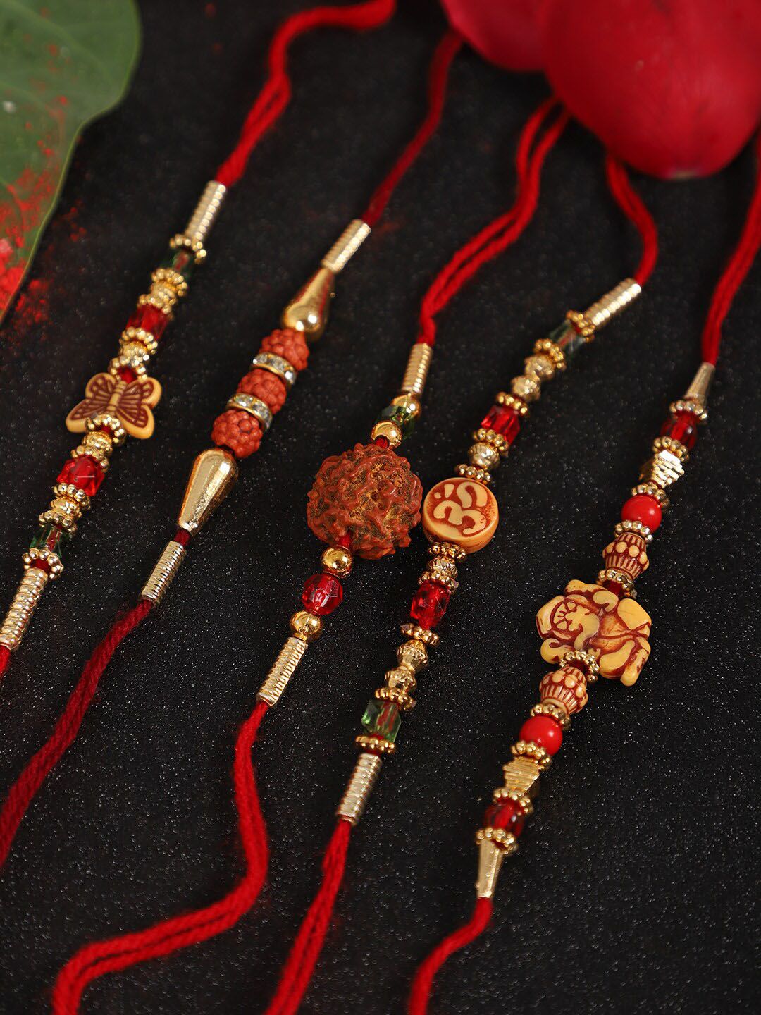 Dhiyona Set Of 5 Beaded Rakhi