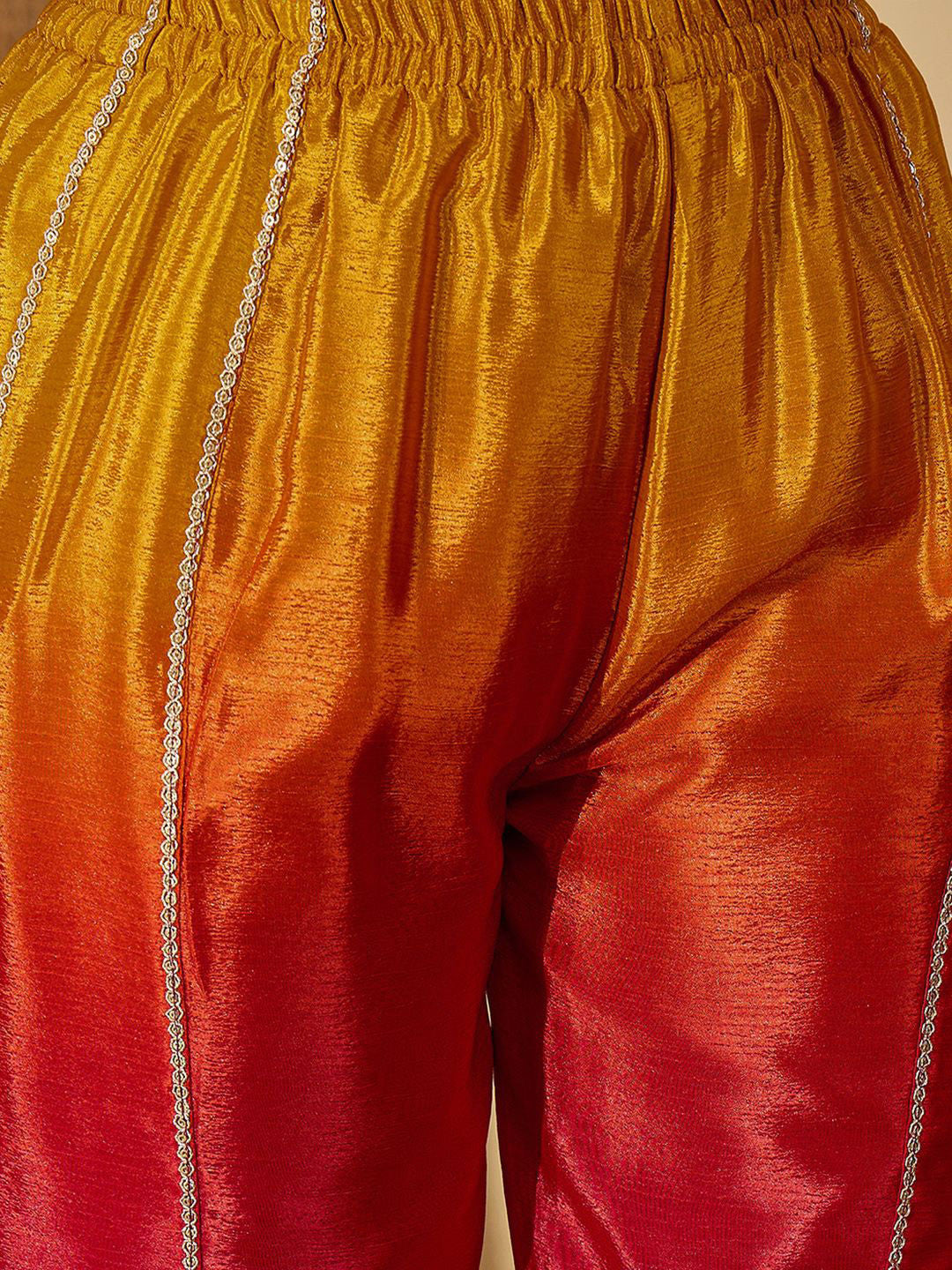 Floral Embroidered Round Neck Sequinned Kurta With Trouser & Dupatta
