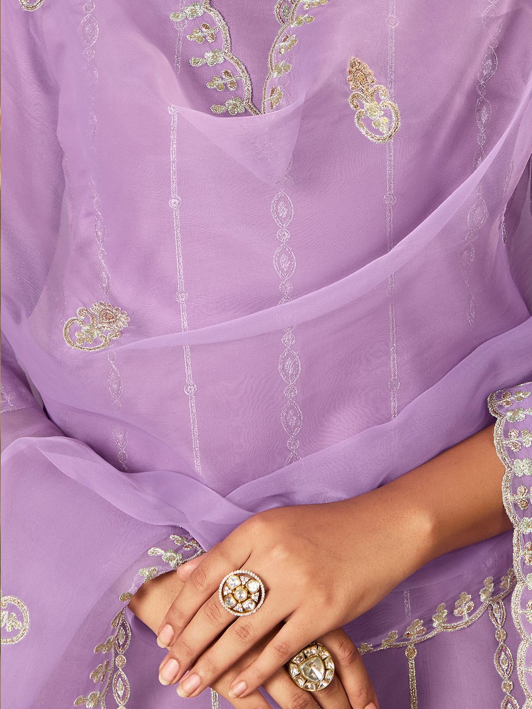Women Ethnic Motifs Embroidered Regular Thread Work Kurta with Trousers & With Dupatta