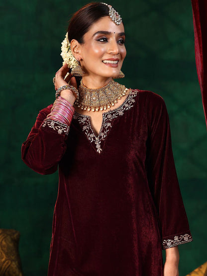 Dhiyona LL Women Solid Embroidered Kurta with Palazzo & Dupatta