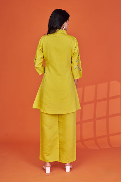 Darika Canary Embroidery Co-ord Set