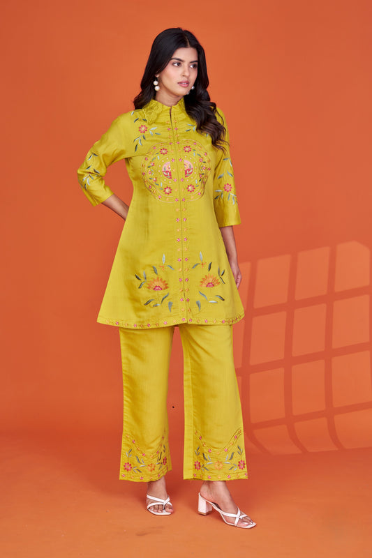 AutumnLane Darika Canary Embroidery Co-ord Set