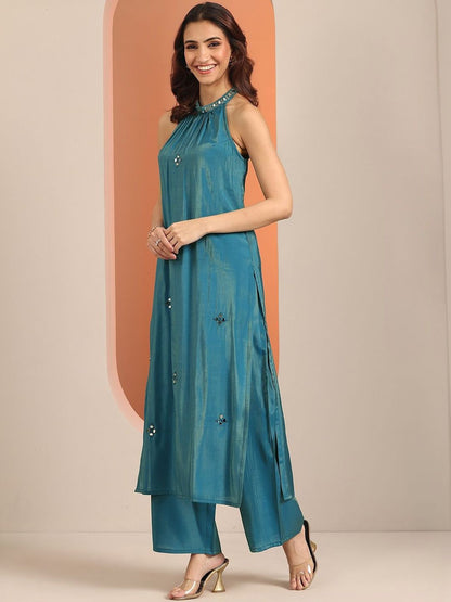 Women Regular Mirror Work Kurta with Palazzos
