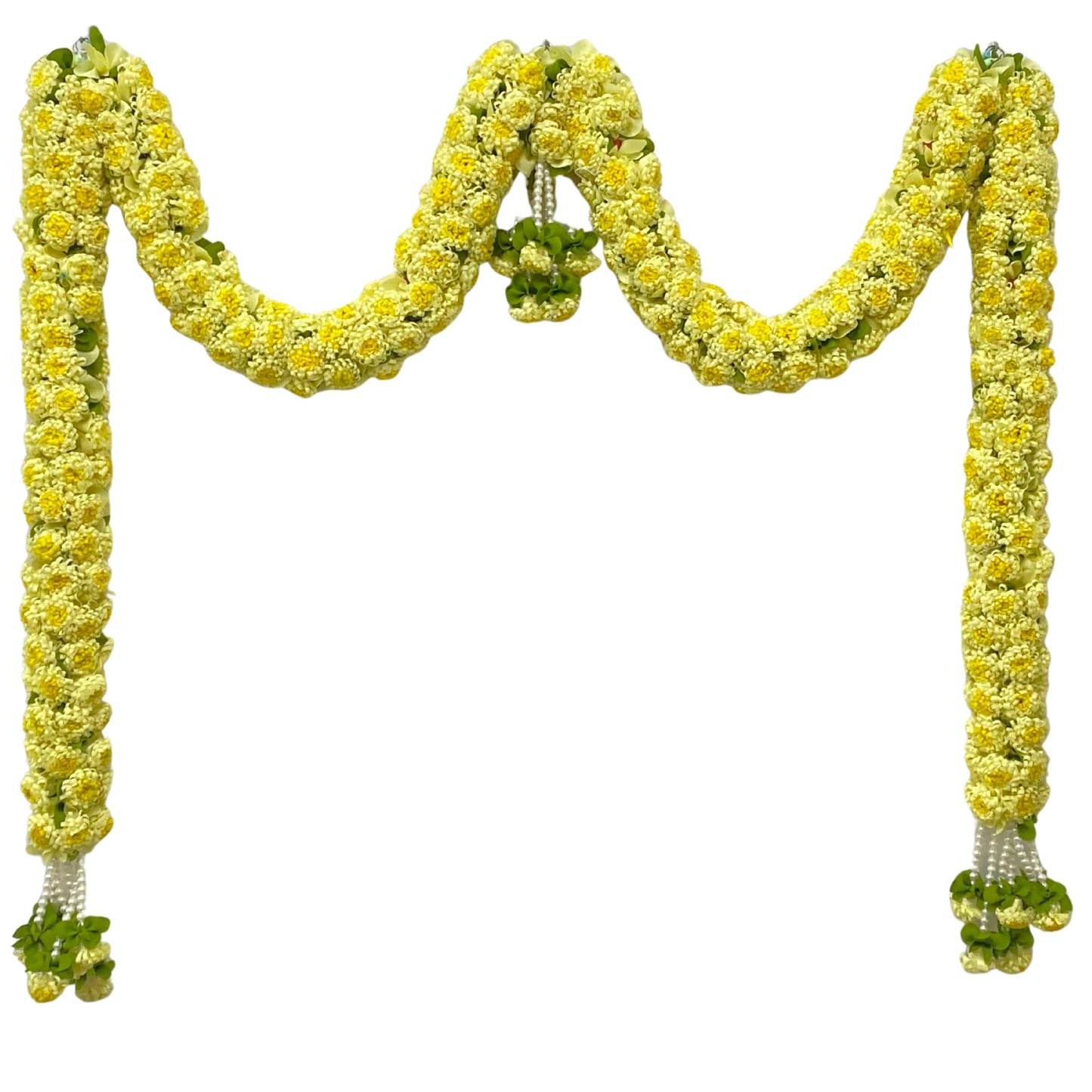 Light Yellow Hanging Artificial Flower Toran for Main Door Entrance, Reusable Thoran for Pooja Mandir, Living Room & Home Décor, Bandarwal for Festival Decoration (56x33 inch)