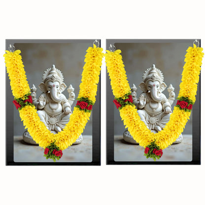 Handcrafted Artificial Flower Garland, 20 Inches Garland for Photo Frame, God Idol, Home Dcor, Ugadi, Sankranti, Varalakshmi, Diwali, Rakhi & Wedding (Pack of 2)