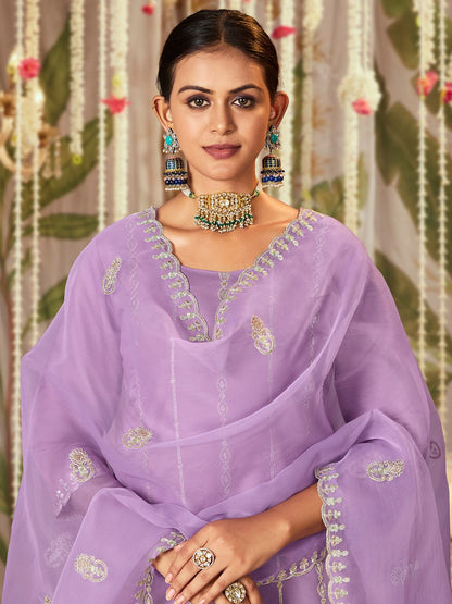 Women Ethnic Motifs Embroidered Regular Thread Work Kurta with Trousers & With Dupatta