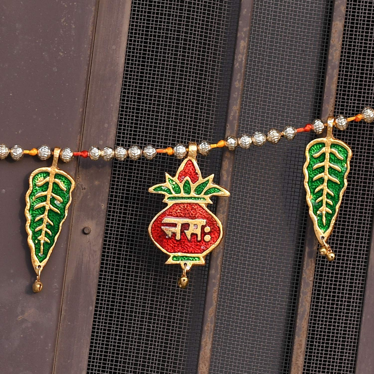 Handmade Indian Toran with Shri Ganesh and Subh Labh Design for Doorway Decoration