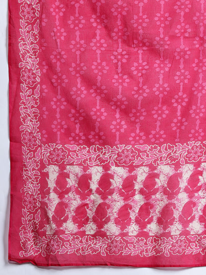 Ethnic Motifs Printed Pure Cotton Kurta With Trousers & Dupatta