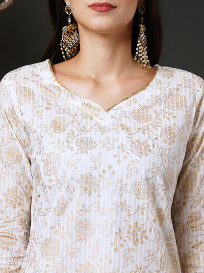 Dhiyona IE Floral Printed Gotta Patti Kurta & Sharara With Dupatta