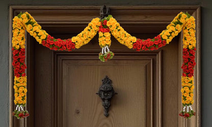 Toran for Main Door Entrance, Bandarwal for Festival, Pooja Mandir & Wedding, Handmade Traditional Flower Hanging for Home & Office Decor (42 inches 18 inches) Yellow