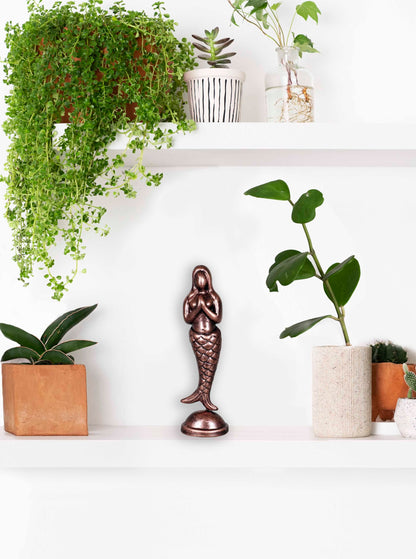 Niharika Collections Handmade Clay Terracotta Abstract Sculpture Matsya Kanya Idol for Gifts and Décor (Metallic Bronze)