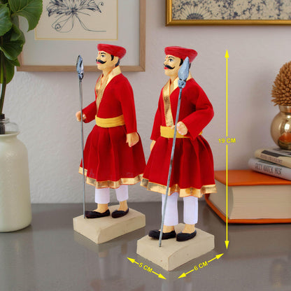 Niharika Collections Handmade Clay Terracotta | MAVALA Soldiers – Set of 2 | Royal Guard Miniature Idols