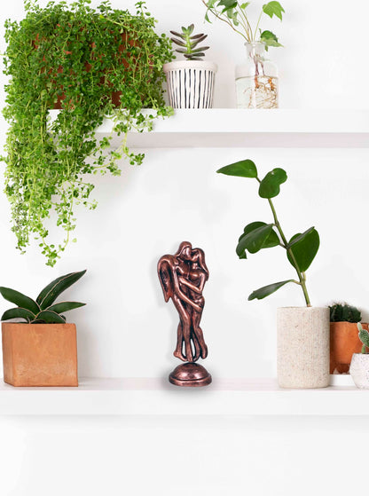Niharika Collections Handmade Clay Terracotta Abstract Sculpture Loving Angels Idol for Gifts and Décor (Metallic Bronze)