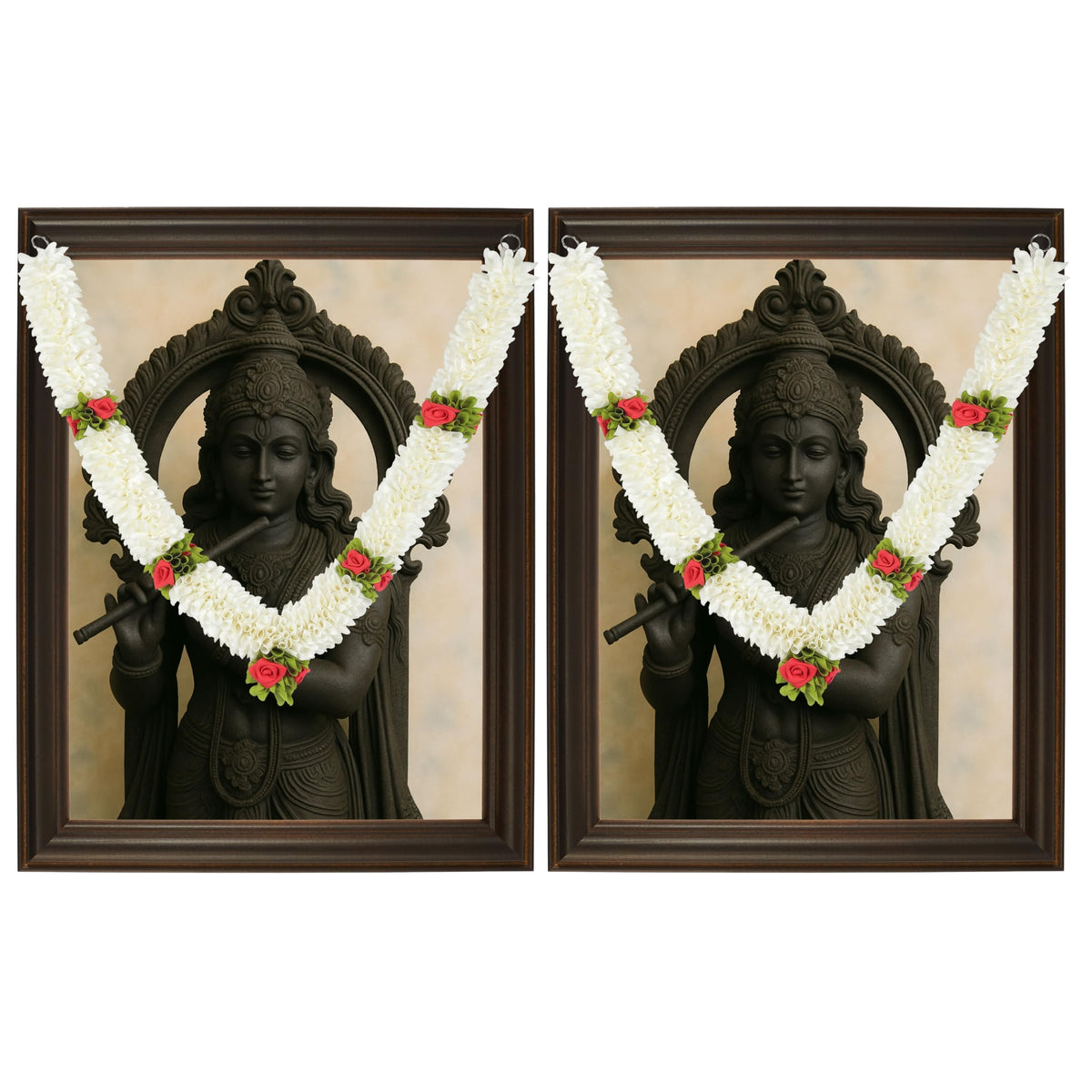 Artificial Garland for Home Decoration, Handcrafted Artificial Rose Flower Garland for Sankranti Ugadi Varamahalakshmi Wedding Event, Diwali & Navaratri Festivals (Pack of 2, White)
