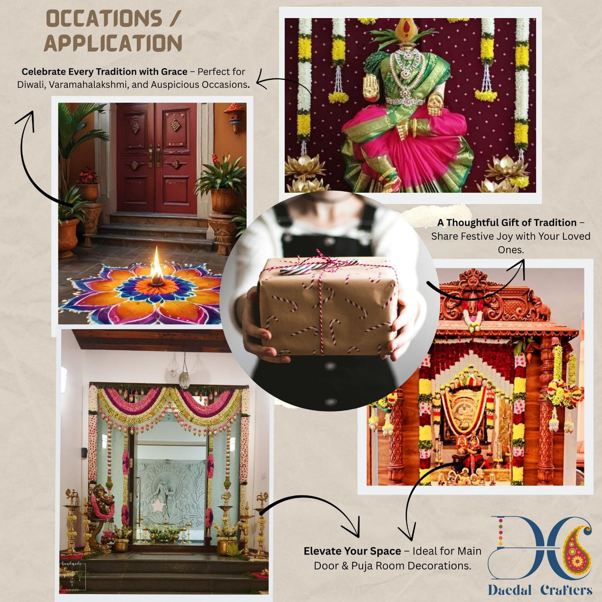 Cream & Pink Hanging Artificial Flower Toran for Main Door Entrance, Reusable Thoran for Pooja Mandir, Living Room & Home Décor, Bandarwal for Festival Decoration (56x33 inch)