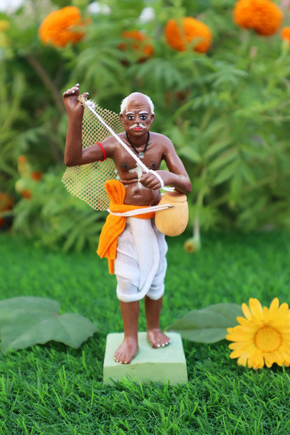 Niharika Collections Krishnanagar Handmade Clay Human Fantasy Figure Gift & Decor Indian Fisherman Standard,6 X 4.5 cm