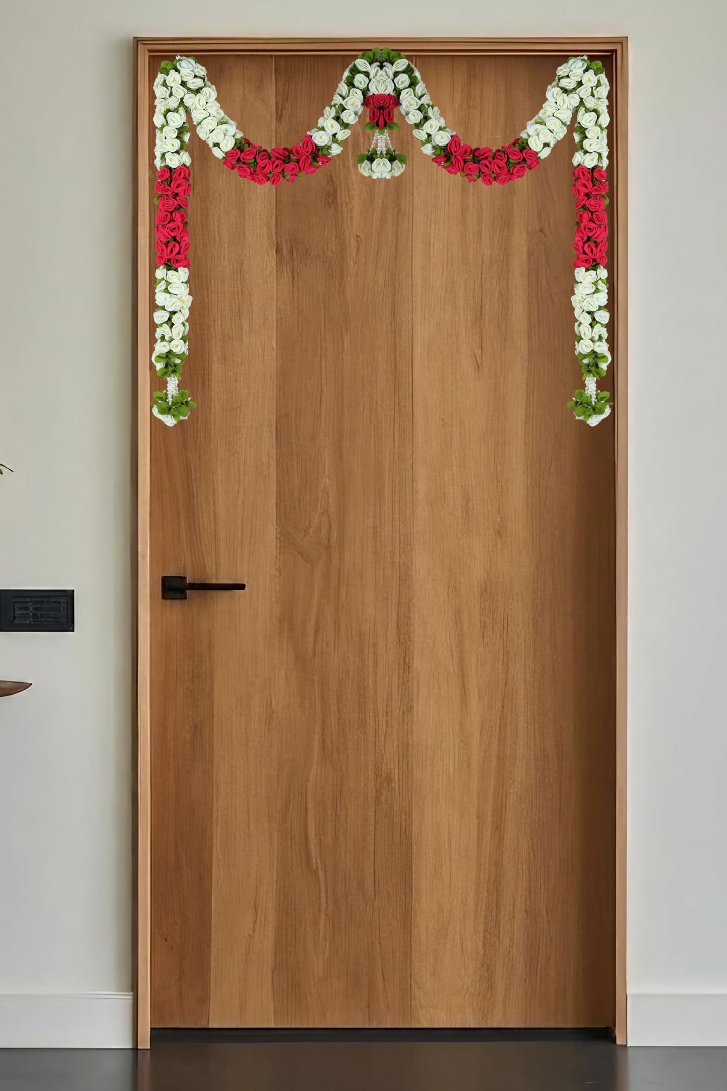 Toran for Main Door Entrance, Bandarwal for Festival, Pooja Mandir & Wedding, Handmade Traditional Flower Hanging for Home & Office Decor (42 inches 30 inches) Red