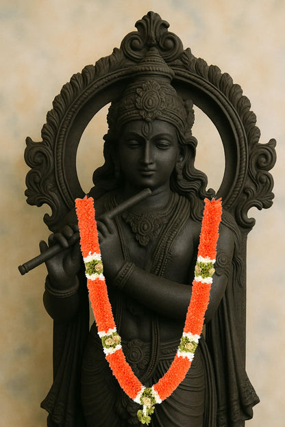 Garland for Photo Frame, 30 Inches Artificial Garland for Photo Frame, Garland for Decoration,God Idol, Festivals, Home Decor, Sankranti, Varalakshmi, Diwali & Wedding (Orange)
