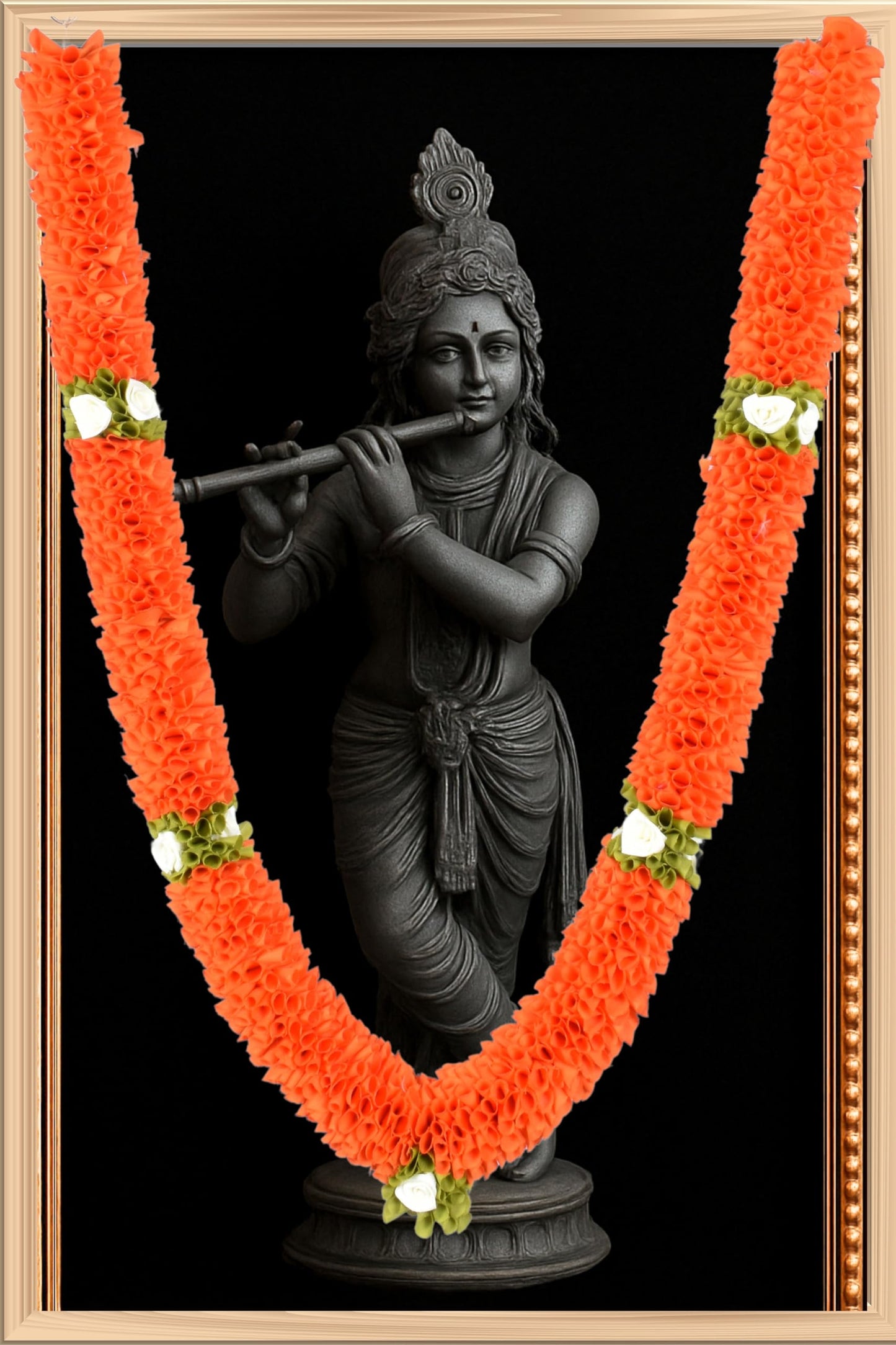 Garland for Photo Frame, 40 Inches Artificial Garland for Photo Frame, Garland for Decoration,God Idol, Festivals, Home Decor, Sankranti, Varalakshmi, Diwali & Wedding (Orange)