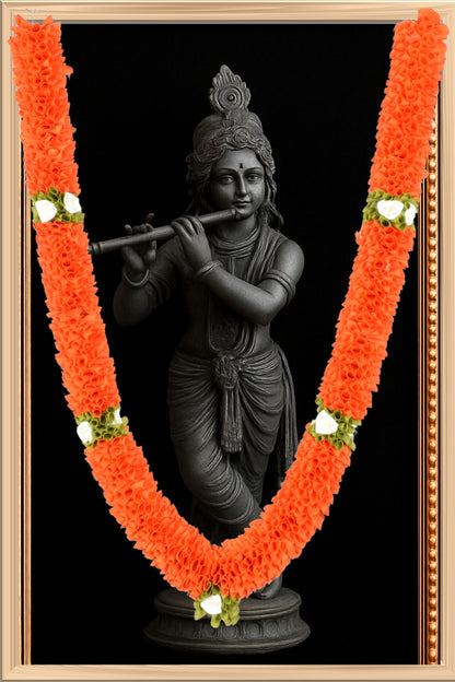 Garland for Photo Frame, 40 Inches Artificial Garland for Photo Frame, Garland for Decoration,God Idol, Festivals, Home Decor, Sankranti, Varalakshmi, Diwali & Wedding (Orange)