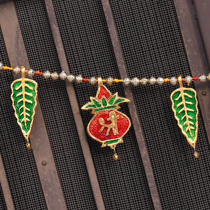 Handmade Indian Toran with Shri Ganesh and Subh Labh Design for Doorway Decoration