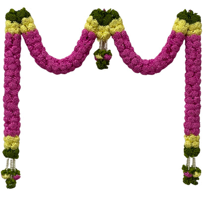 Dark Pink Hanging Artificial Flower Toran for Main Door Entrance, Reusable Thoran for Pooja Mandir, Living Room & Home Décor, Bandarwal for Festival Decoration (56x33 inch)