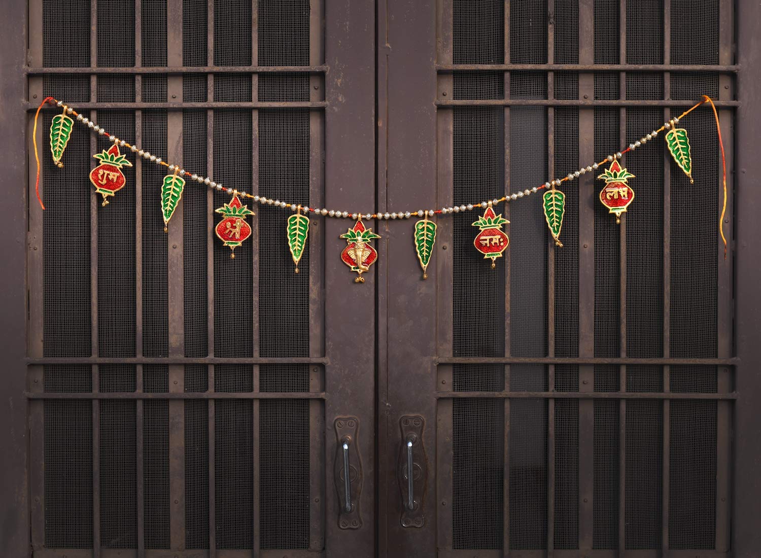 Handmade Indian Toran with Shri Ganesh and Subh Labh Design for Doorway Decoration