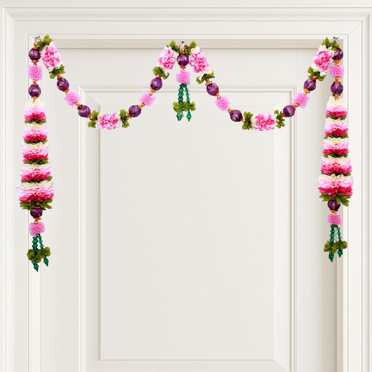 Toran for Main Door, Bandarwal for Festival, Pooja Mandir & Decoration, Pink Handmade Traditional Flower Hanging for Door Entrance, Home & Office Decor (42 inches 18 inches)