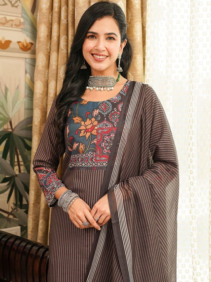 Dhiyona KL Ethnic Motifs Printed Kurta with Trousers & Dupatta