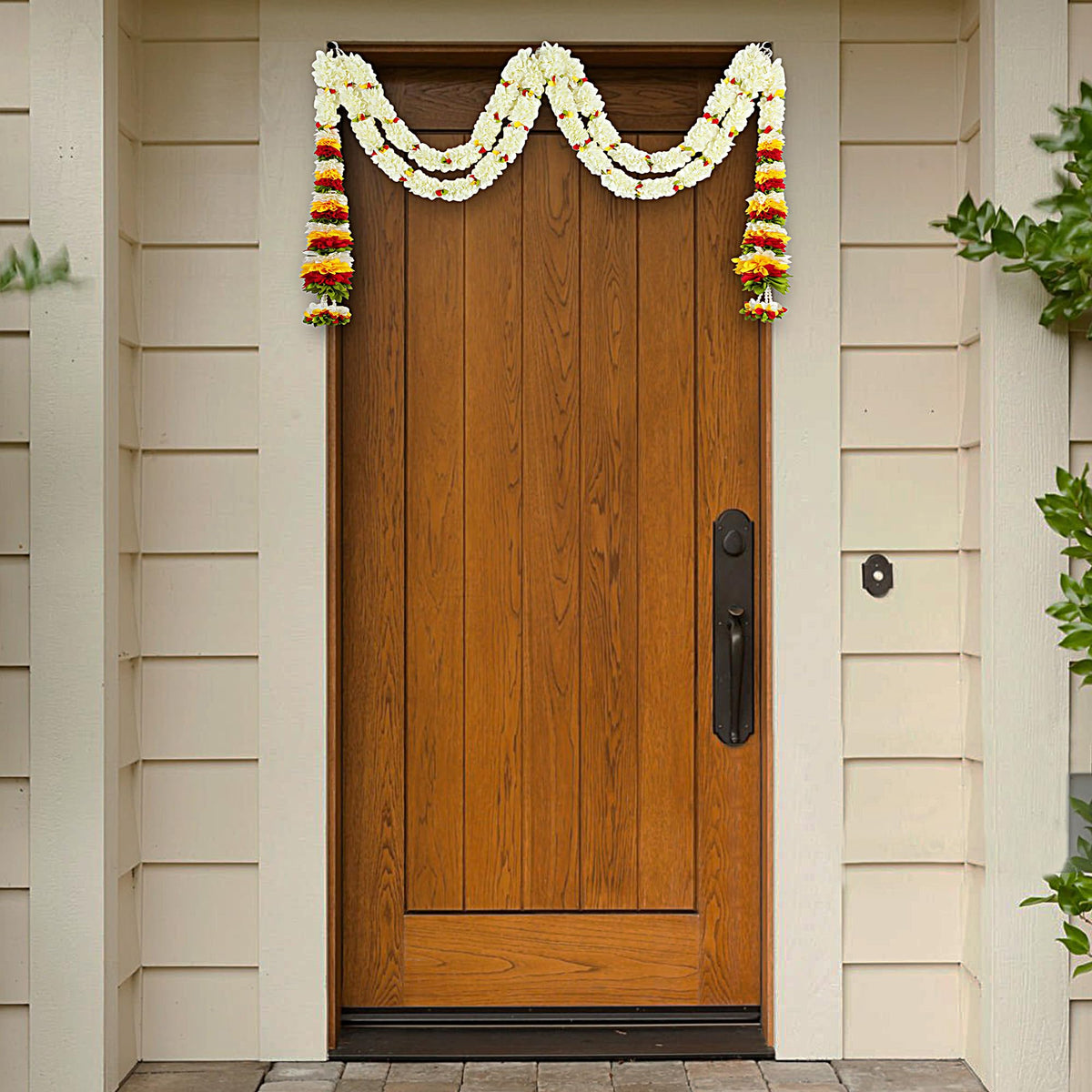 Toran for Main Door Entrance, Bandarwal for Festival, Pooja Mandir & Wedding, Handmade Traditional Flower Hanging for Home & Office Decor (42 inches 30 inches) Off White