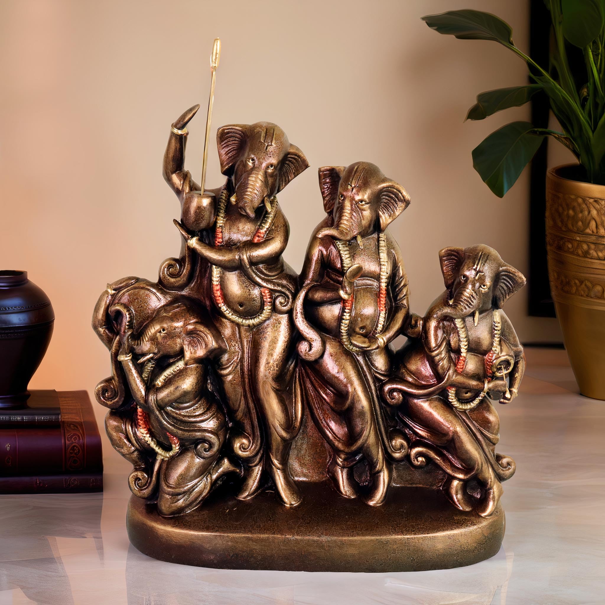Niharika Collections Handmade Terracotta Ganesha Idol | Abstract Clay Sculpture of Quartet Musical Lord Ganesha | Spiritual & Cultural Art for Home Temple, Pooja Room & Home Décor | Unique Gift