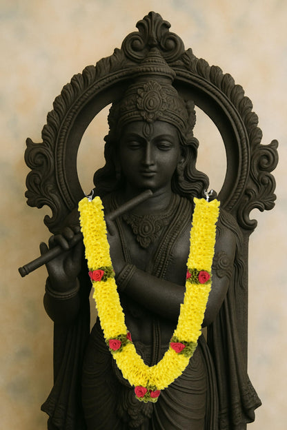 Artificial Garland for Home dcoration, 30 Inches Handcrafted Artificial Rose Flower Garland for Sankranti Ugadi Varamahalakshmi Wedding Event, Diwali & Navaratri Festivals (Yellow)