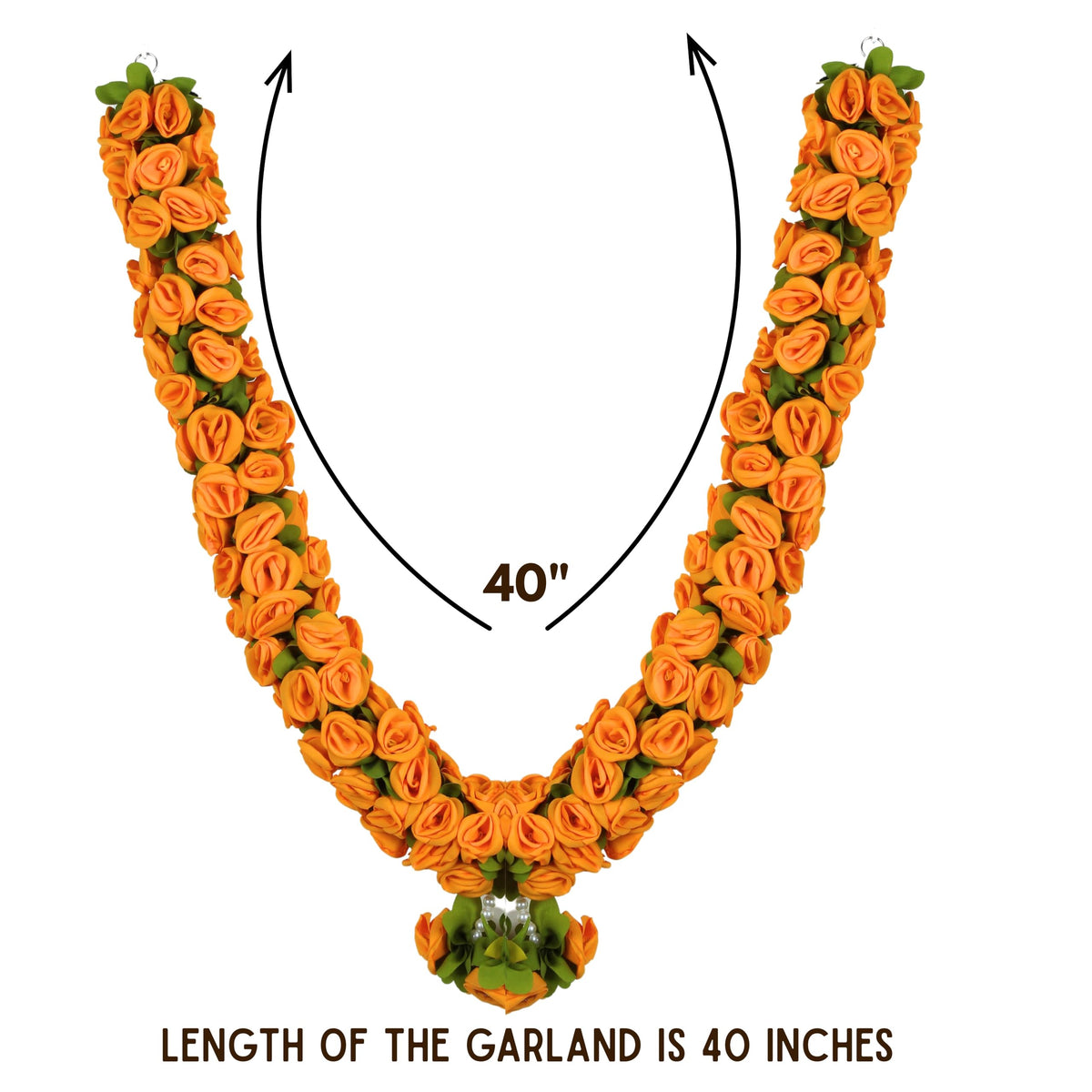 Artificial Garland for Home Decoration, 40 Inches Handcrafted Artificial Rose Flower Garland for Sankranti Ugadi Varamahalakshmi Wedding, Diwali & Navaratri Festivals (Orange)