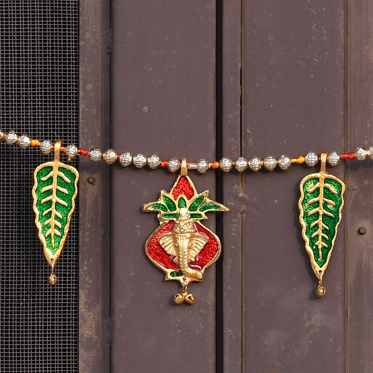 Handmade Indian Toran with Shri Ganesh and Subh Labh Design for Doorway Decoration
