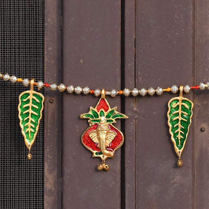 Handmade Indian Toran with Shri Ganesh and Subh Labh Design for Doorway Decoration