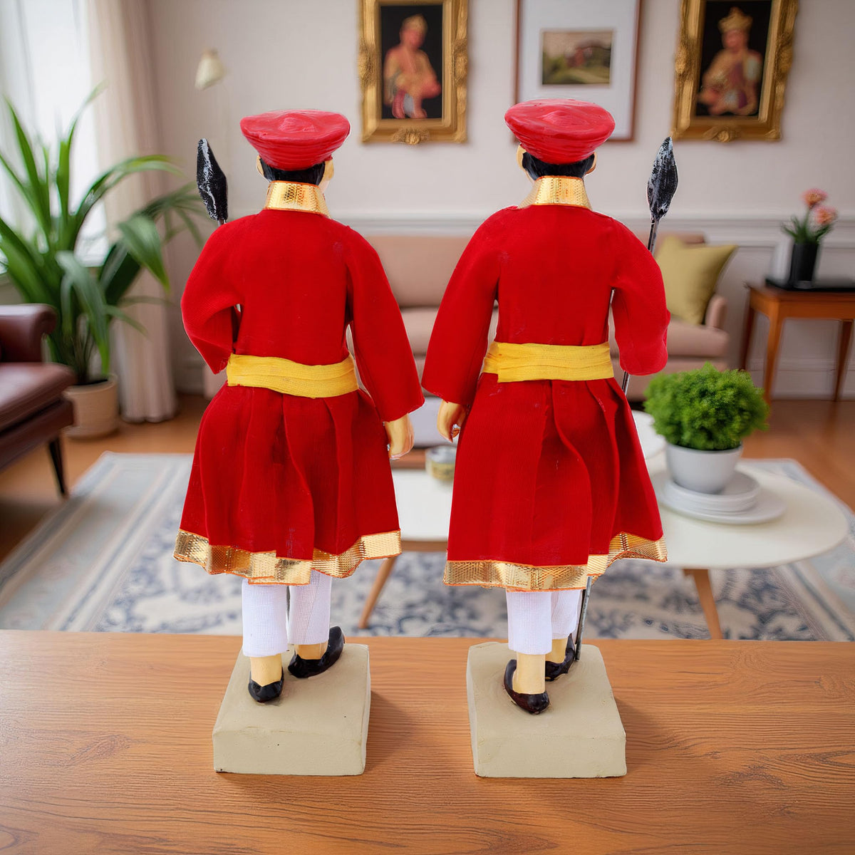 Niharika Collections Handmade Clay Terracotta | MAVALA Soldiers – Set of 2 | Royal Guard Miniature Idols