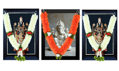 Handcrafted Artificial Flower Garland, 20 Inches Garland for Photo Frame, God Idol, Home Decor, Ugadi, Sankranti, Varalakshmi, Diwali, Navaratri & Wedding (Pack of 3)