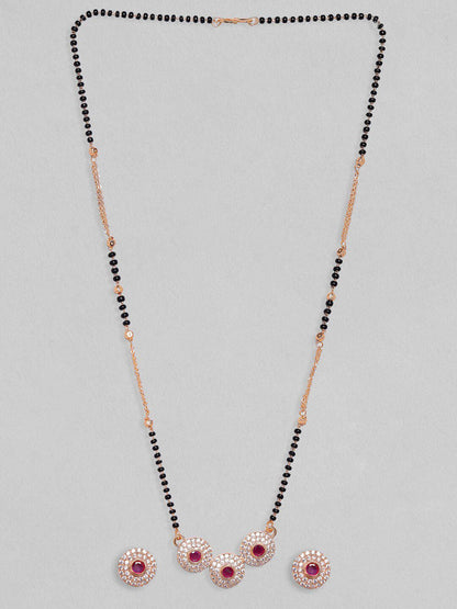 Dhiyona RJ Women's 24K Gold-Plated AD-Studded & Beaded Mangalsutra With Earrings